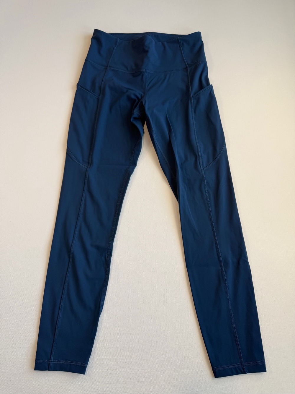 CRZ Yoga High Waist Leggings Navy Blue Size Small Side Pockets Full Length Yoga